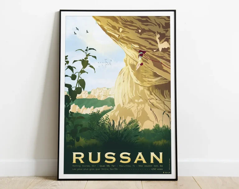 Affiche de Russan, la falaise d'escalade dans le Gard.