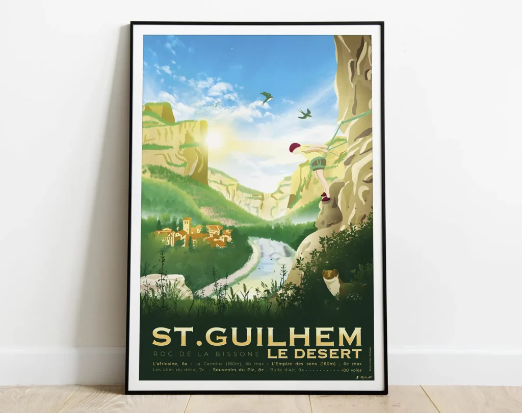 Affiche de Saint Guilhem le Desert, falaise d'escalade proche de Montpellier