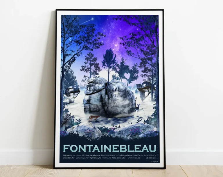 Dessin de la foret Fontainebleau par Mister AF, artiste grimpeur