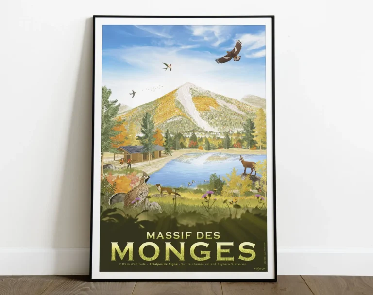 Massif des Monges affiche décoration de l'office de tourisme Sisteron Buech