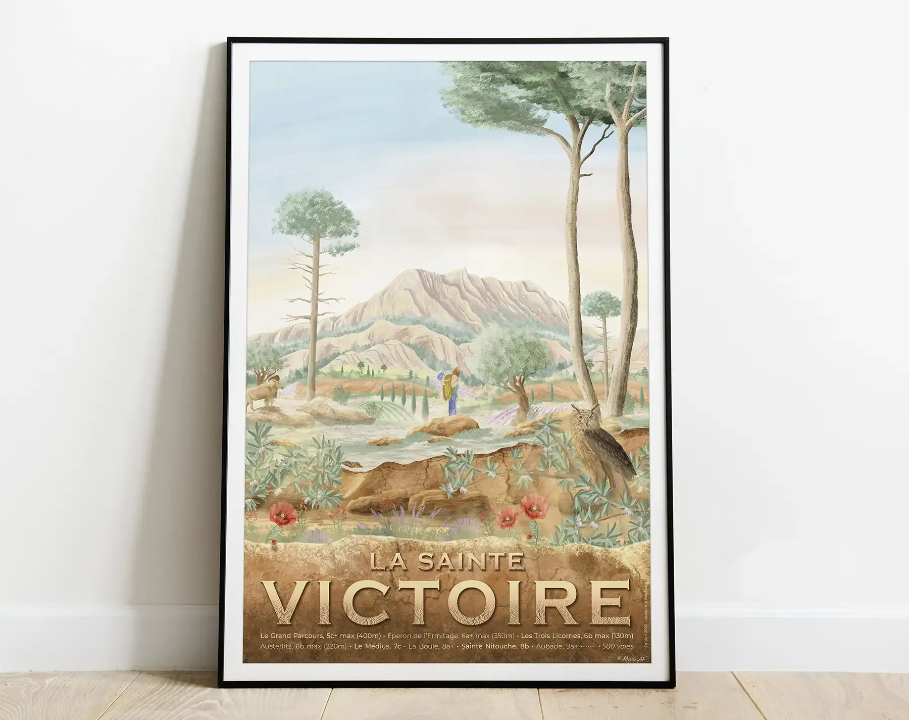 Affiche de la Sainte Victoire. Un dessin fait par l'artister Mister AF. Belle affiche pour la décoration vintage d'un gîte, d'une auberge ou d'une maison moderne. Made in France