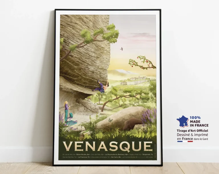 Venasque affiche, un dessin fait par l'artiste Mister AF. Belle affiche pour la décoration d'un gîte, d'une auberge ou d'une maison moderne